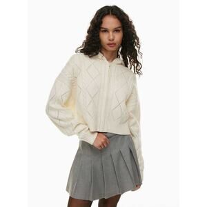 Aritzia Sunday Best Octavia Merino Wool Cotton Zip Hoodie Whisper White Size XXS